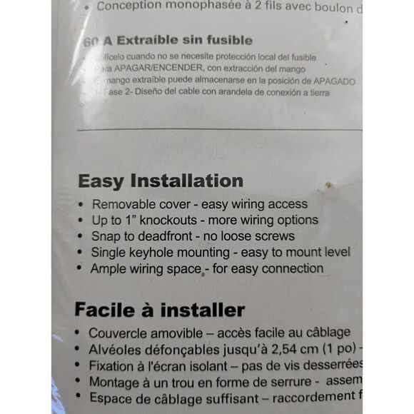 Eaton 8064 Non-Fusible Pullout AC Disconnect Outdoor 60A 240VAC 1Phase 2Wire - Picture 14 of 14